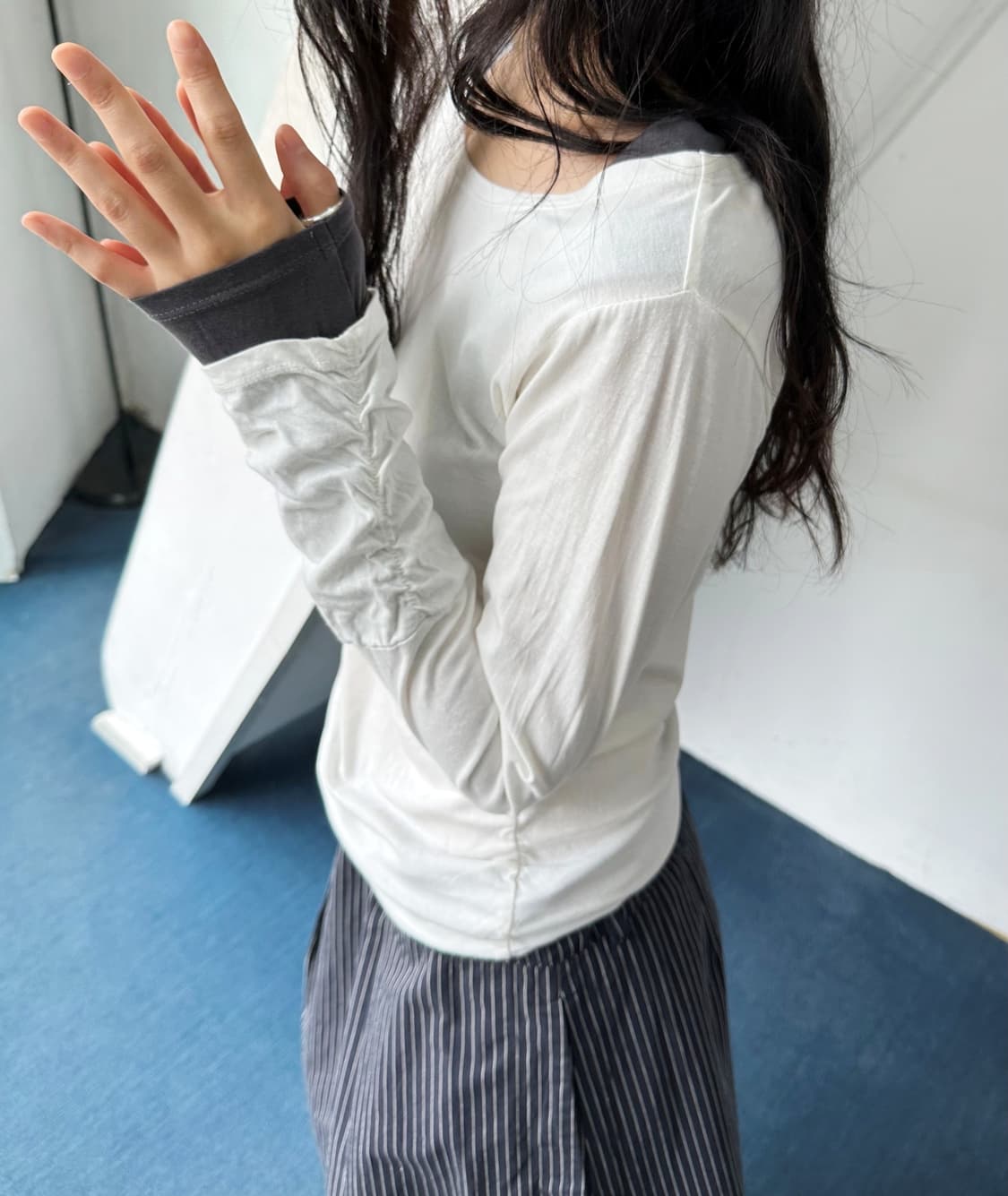 Light cotton design shirred L/S TOP 상품이미지8