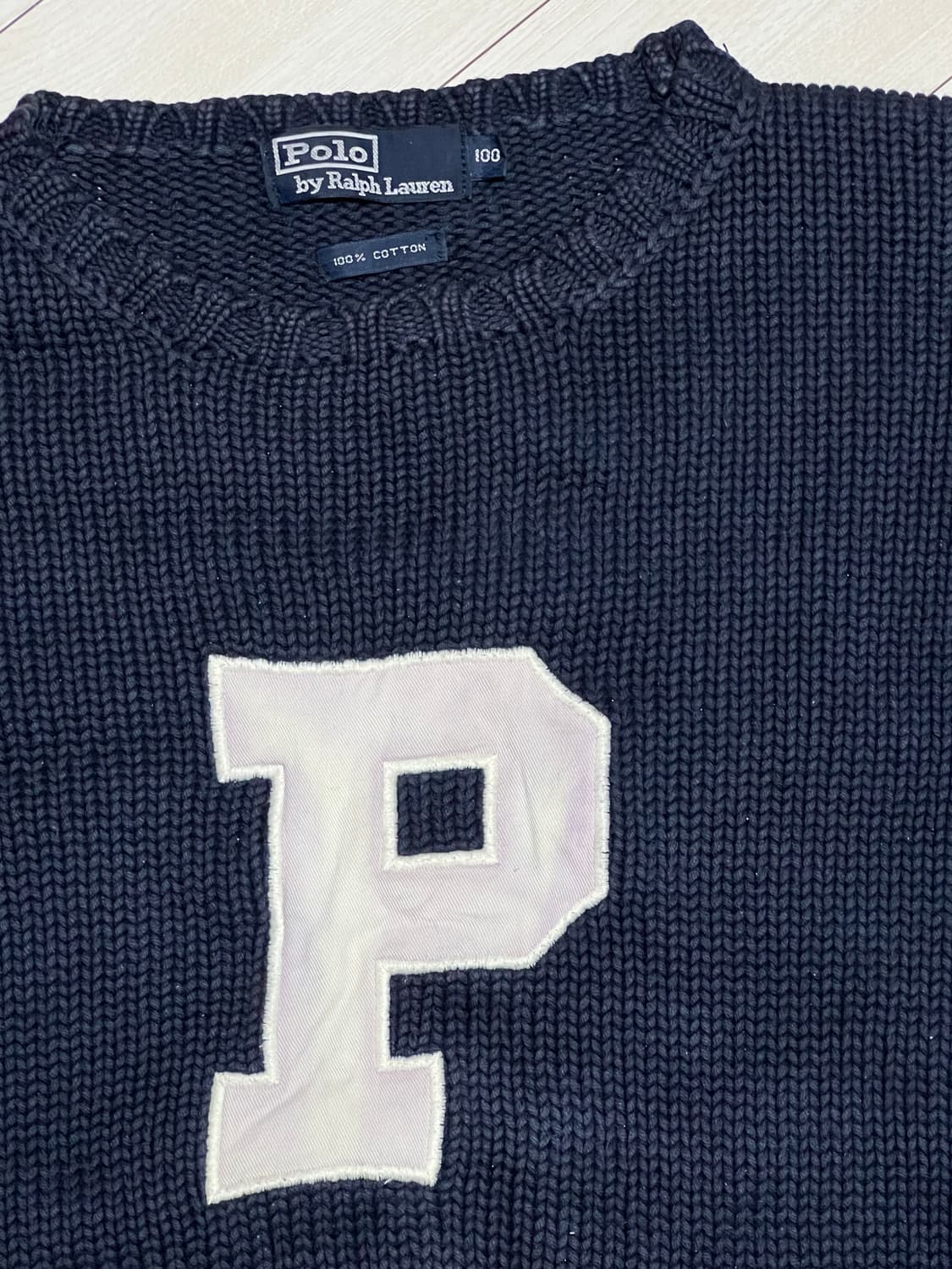 90s폴로랄프로렌 P로고 네이비니트 100사이즈 상품이미지2