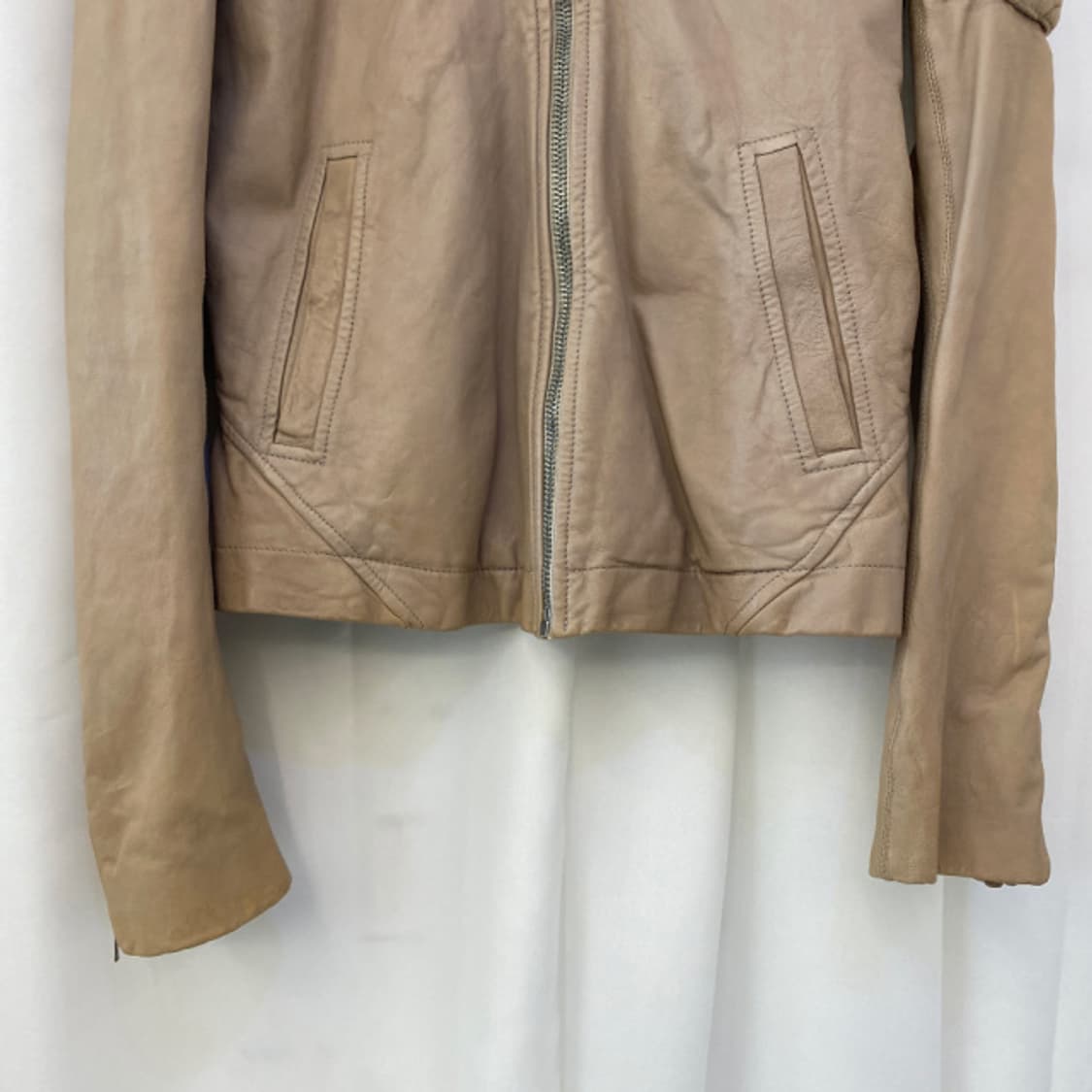 [85] 릭오웬스 베이지 램스킨 레더 자켓 XS 상품이미지4