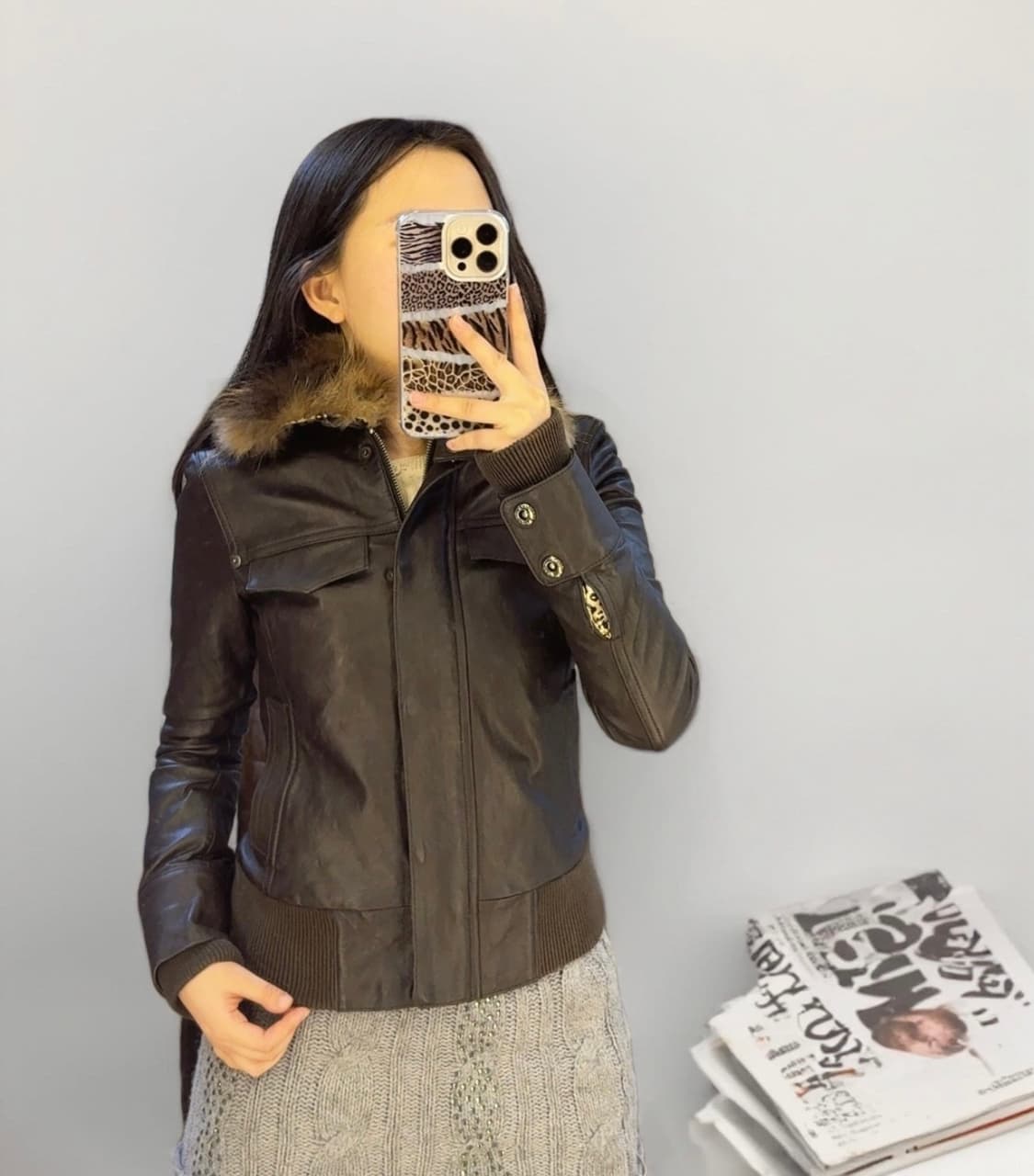 빈티지 frizz 라쿤퍼 카라 양가죽자켓 상품이미지6