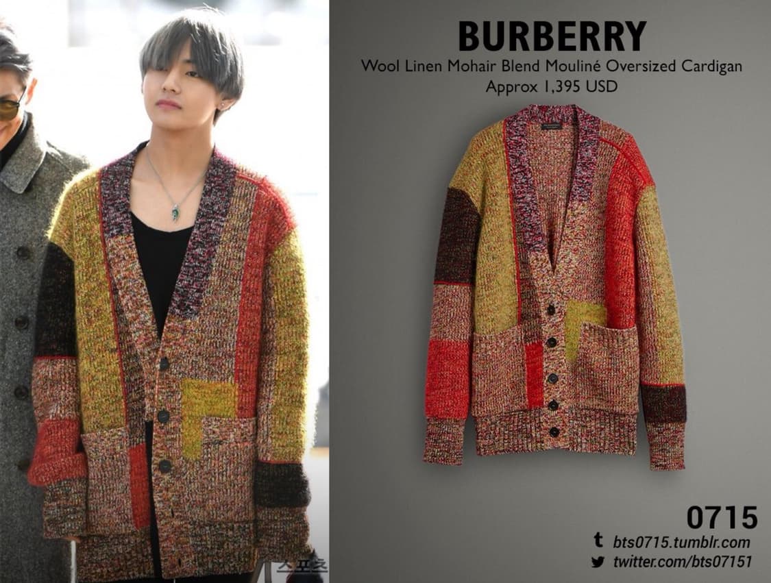 Burberry 컬러블록 멜란지 울가디건L 상품이미지5