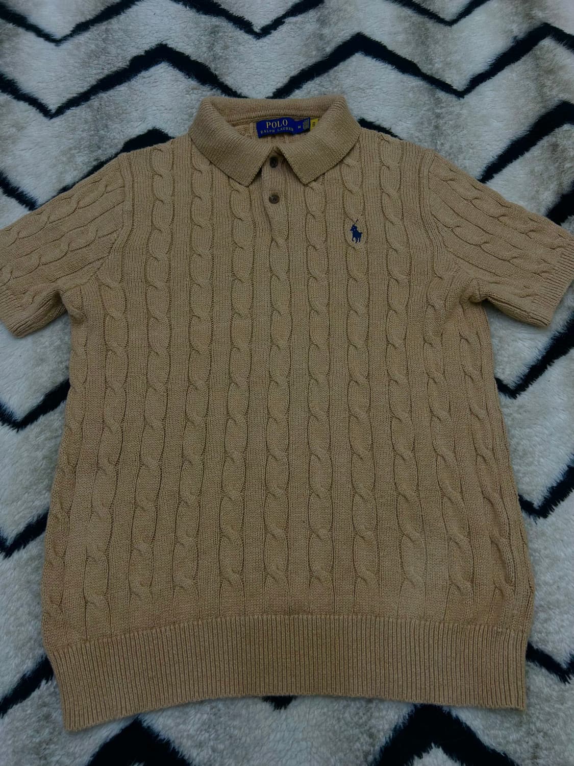 [M]폴로랄프로렌 케이블 니트 반팔/베이지 상품이미지3
