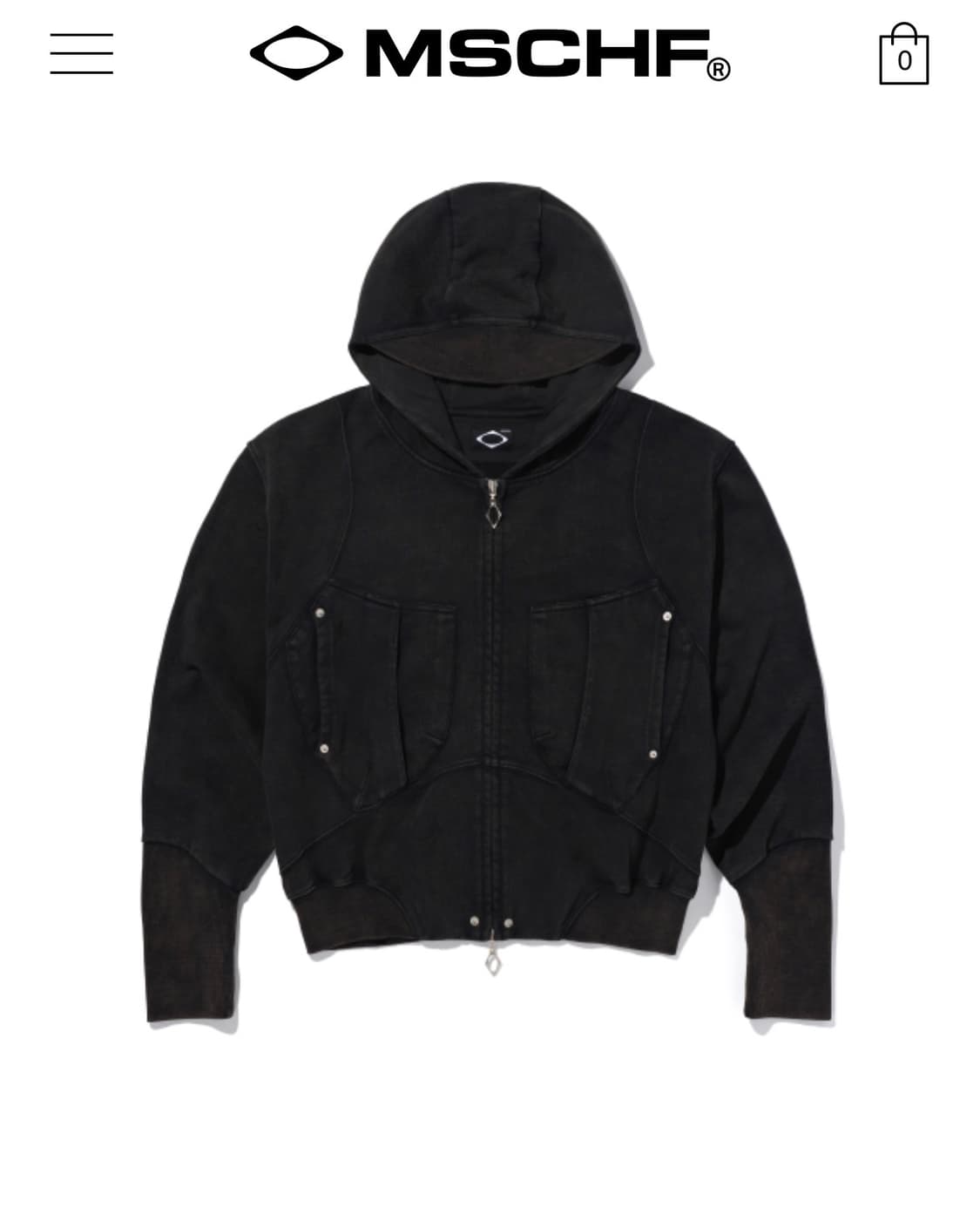 (M) 미스치프 빅포켓 후디 워시드블랙 상품이미지3