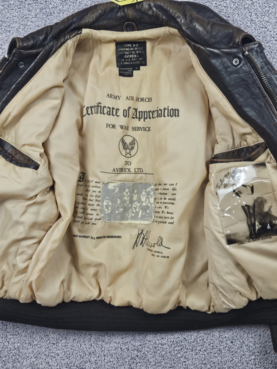 90's AVIREX 핀업걸 A-2 가죽 플라이트 자켓 (S)/10481 상품이미지6
