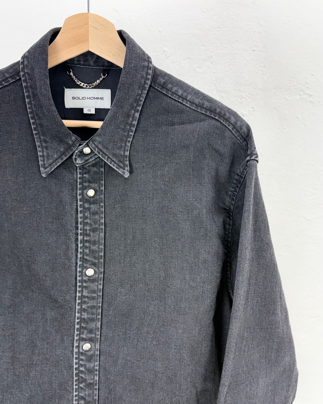 솔리드옴므 오버 흑청 데님 셔츠 자켓 상품이미지3