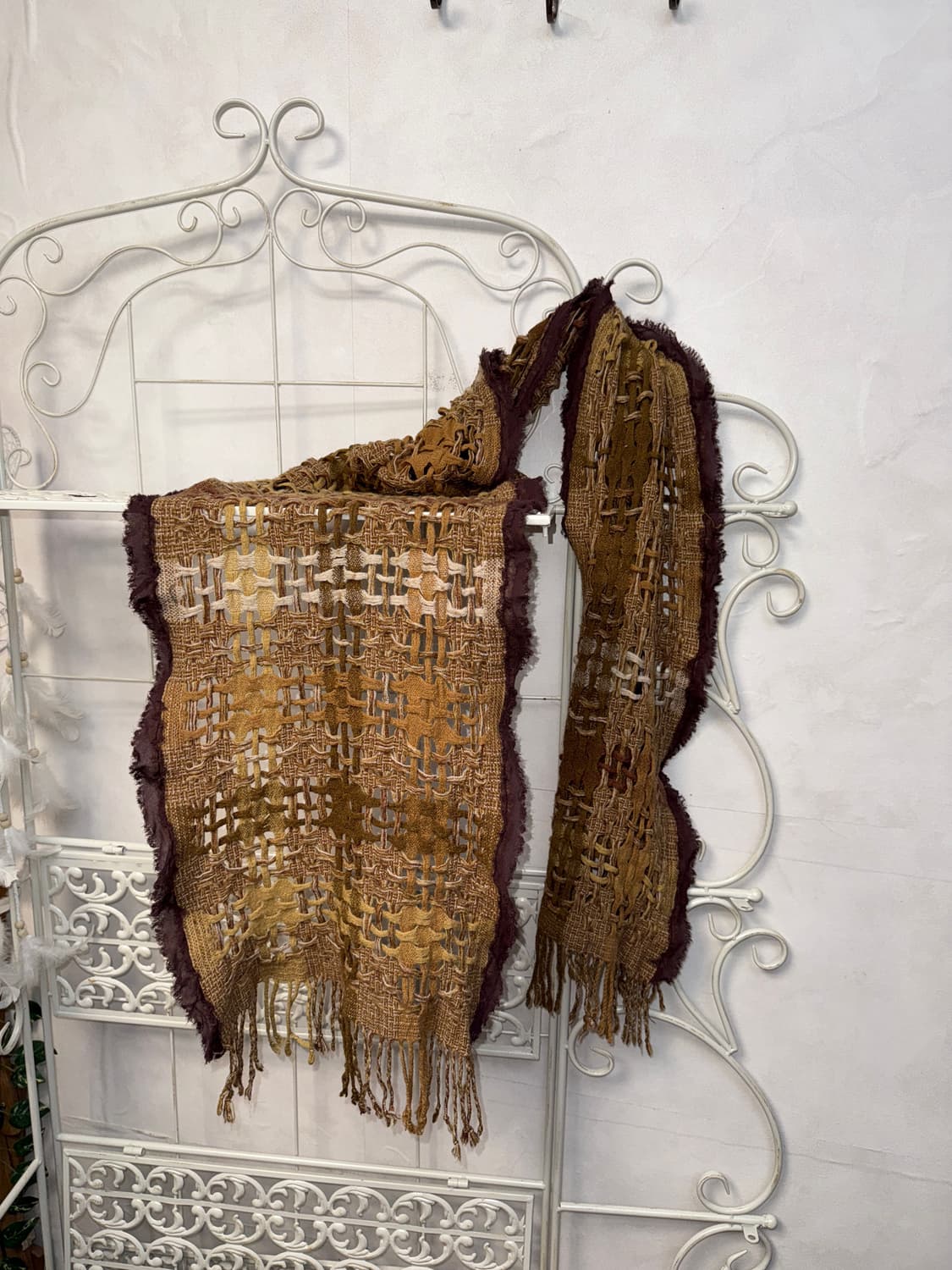 Mixed brown grunge net knit muffler 상품이미지2