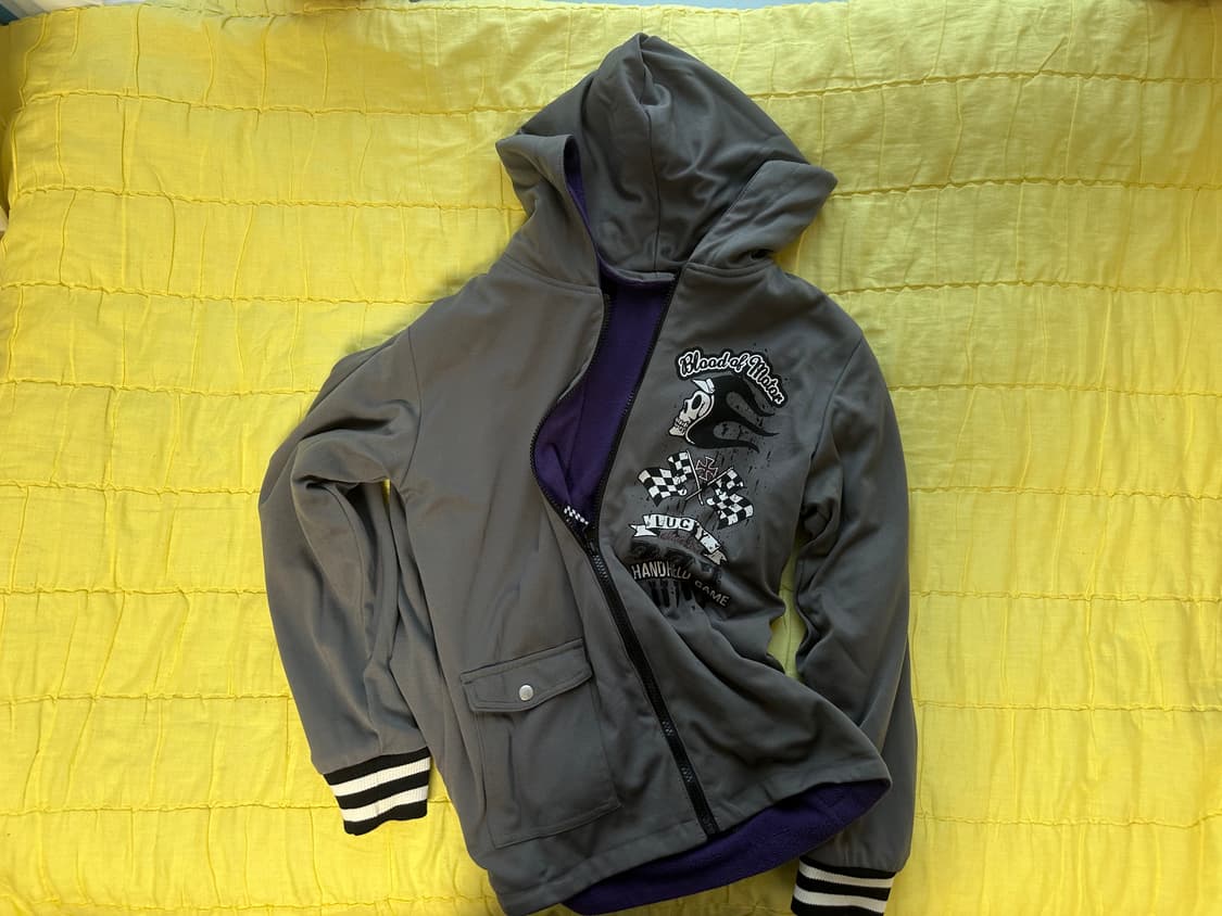 보라 양면 후리스 바람막이 펑크 스컬 상품이미지2