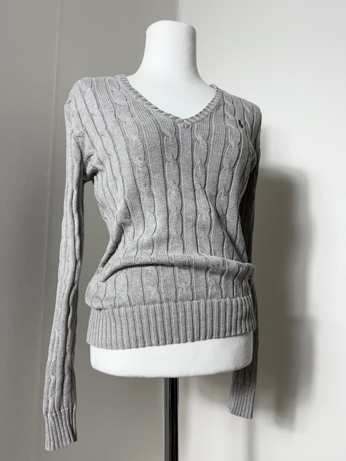 폴로 꽈배기 니트 그레이 상품이미지2