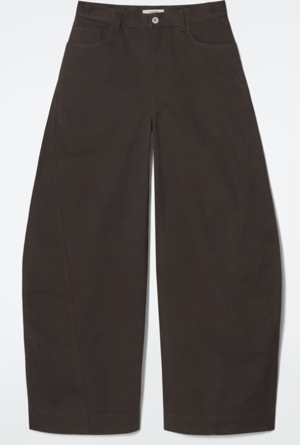 Cos 코스 디컨스트럭티드 코튼 배럴 레그 트라우저 브라운  xs 32  상품이미지1