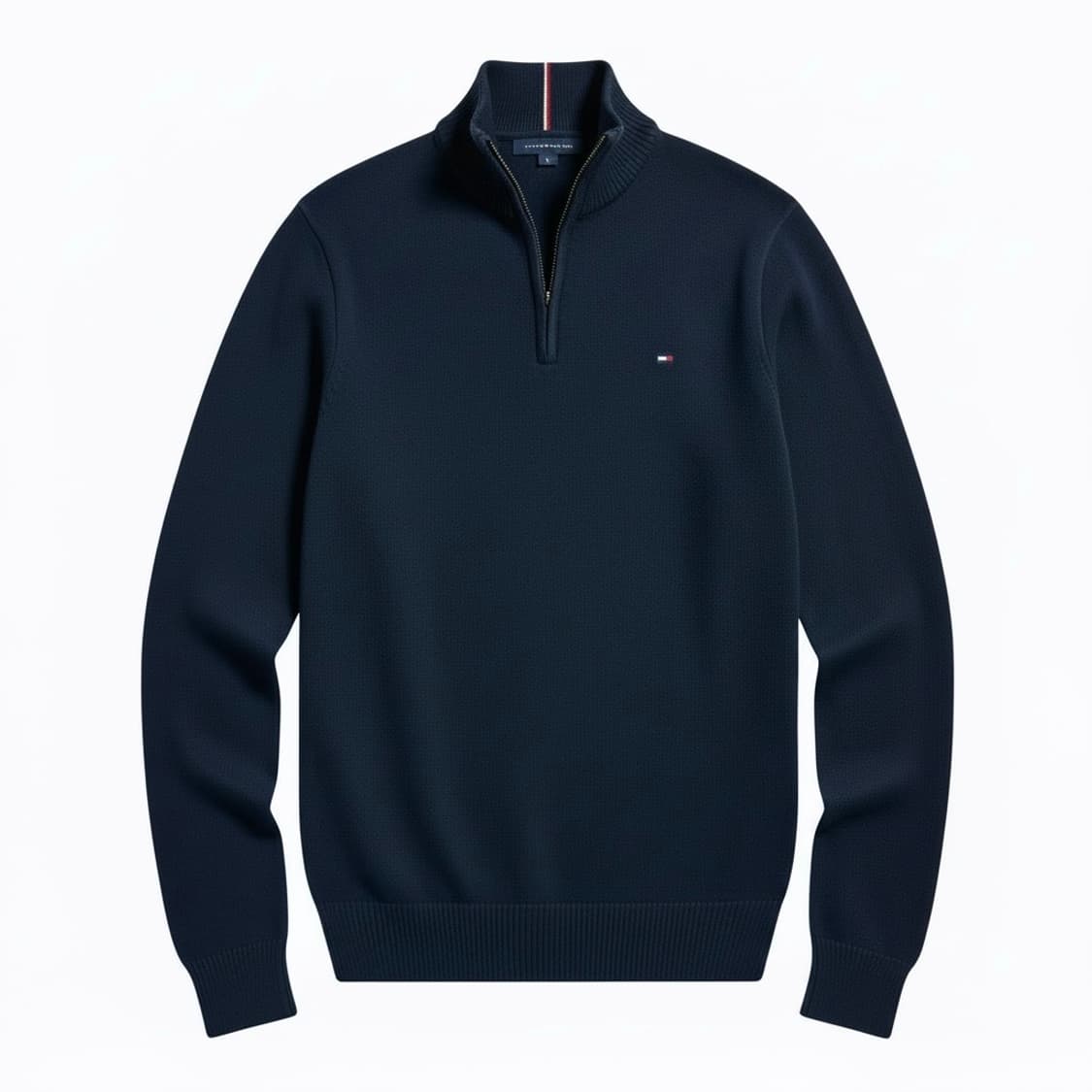 [M] Tommy 타미힐피거 신형 네이비 반집업 코튼 니트 상품이미지3
