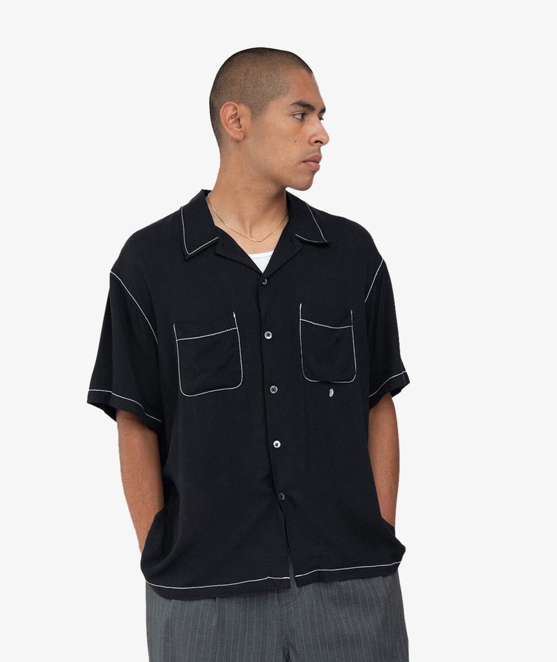 stussy contrast pick stitched shirt L 상품이미지6