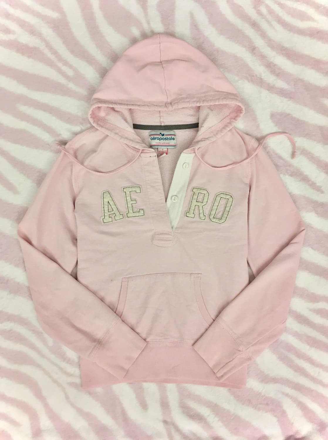 Aeropostale 에어로포스테일 연핑크 후드티 티셔츠 아베크롬비 갸루 상품이미지2