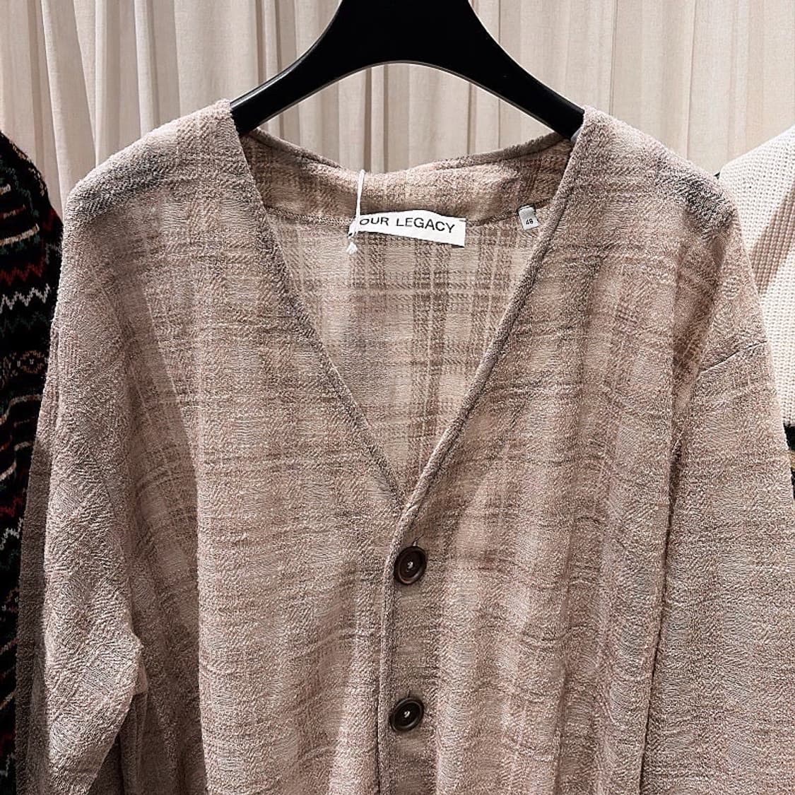 (정품/새상품) OUR LEGACY 아워레가시 남성 베이지 체크 가디건 상품이미지2