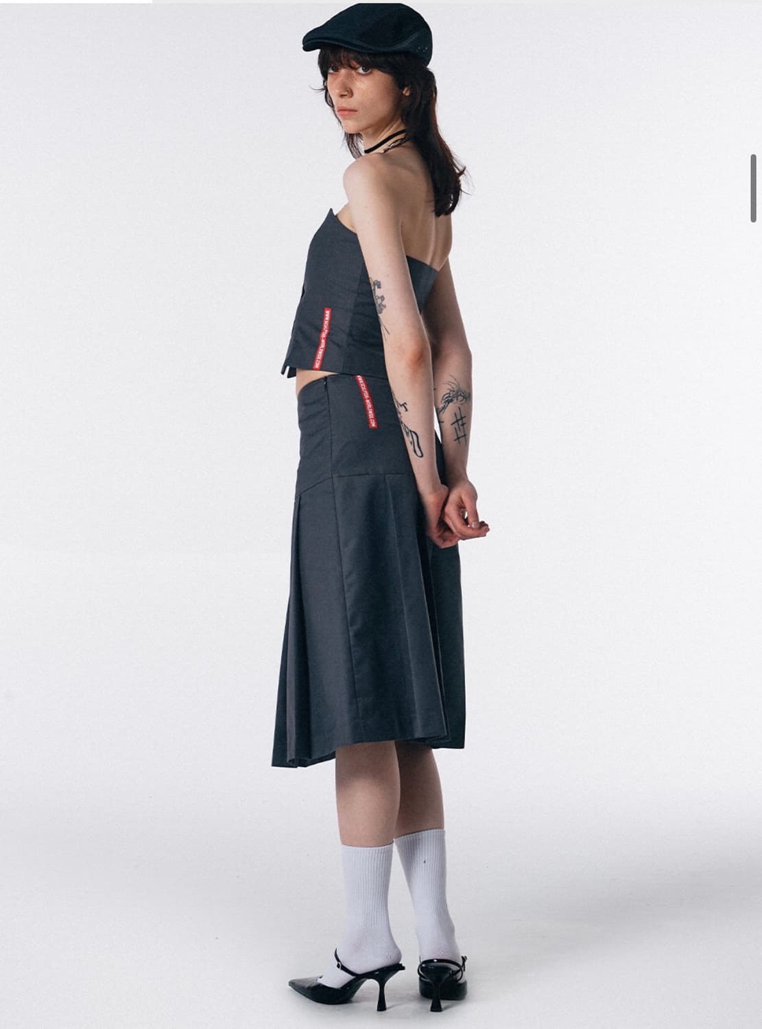 스컬프터 Tidy Pleats Midi Skirt Gray 상품이미지2