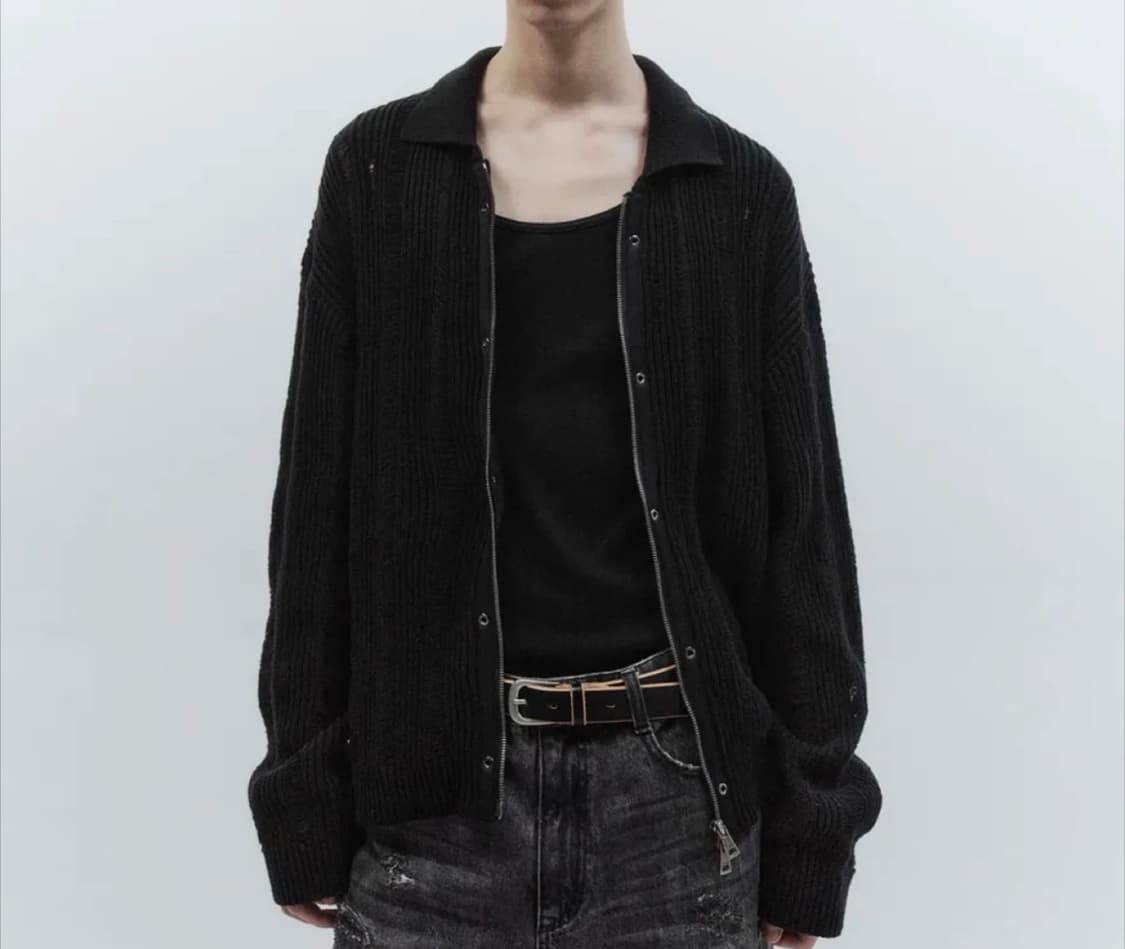 인사일런스 디스트레스드 칼라 가디건 상품이미지1