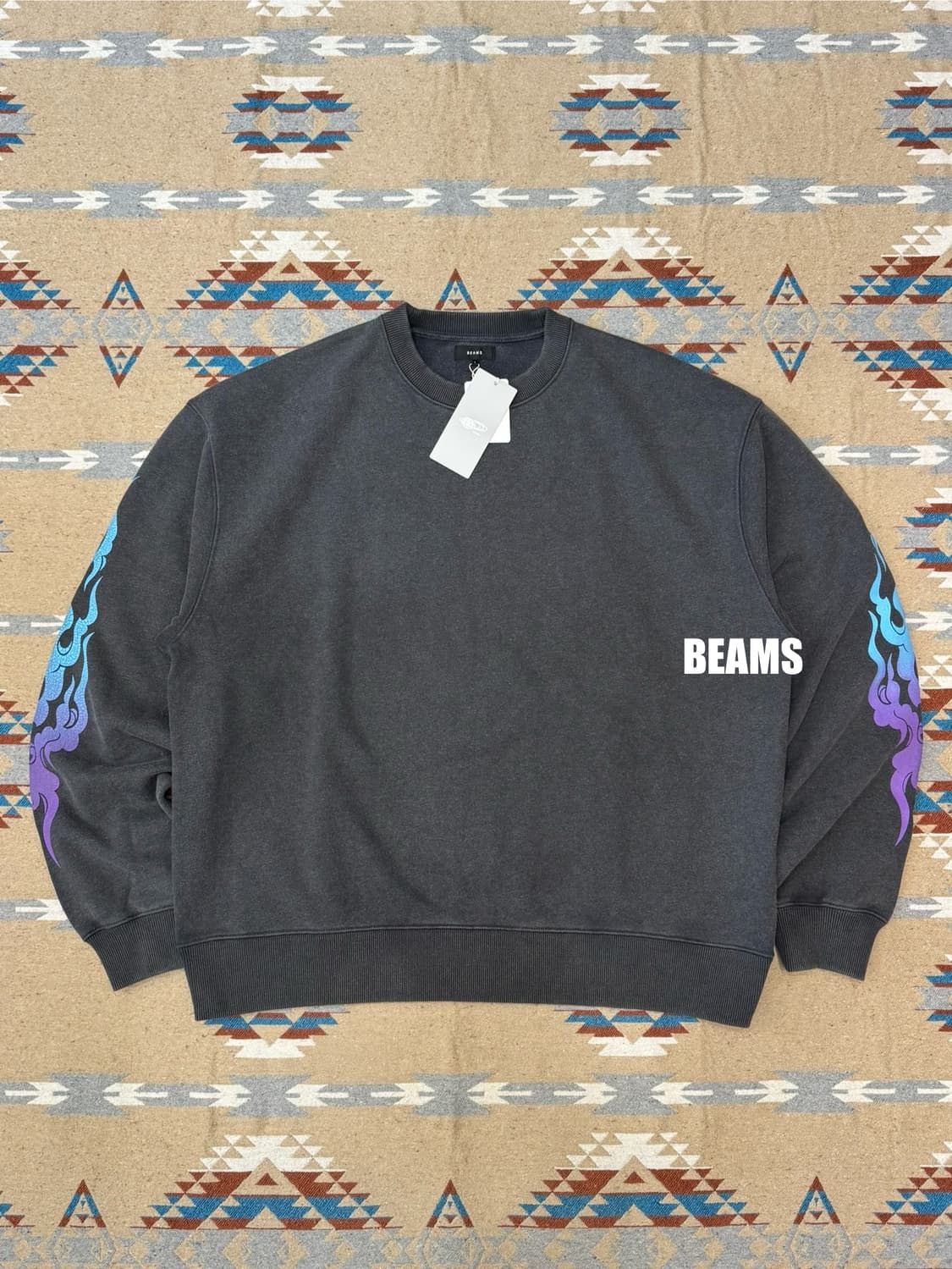[L] 빔즈 파이어암 크루 스웻 셔츠 가먼트 다잉 상품이미지1
