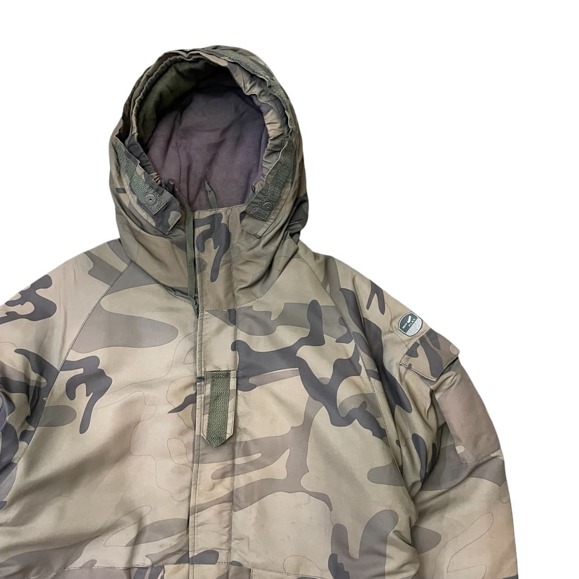 빈티지 밀리터리 카모 후드 헤비 점퍼 패딩 자켓 XL 상품이미지3