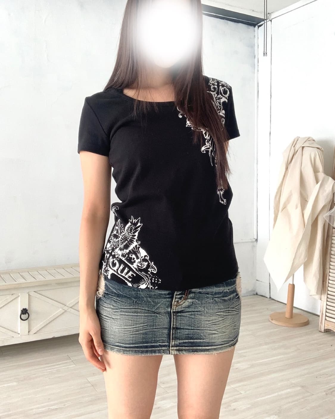 Glitz print hooded short-sleeve top 상품이미지10