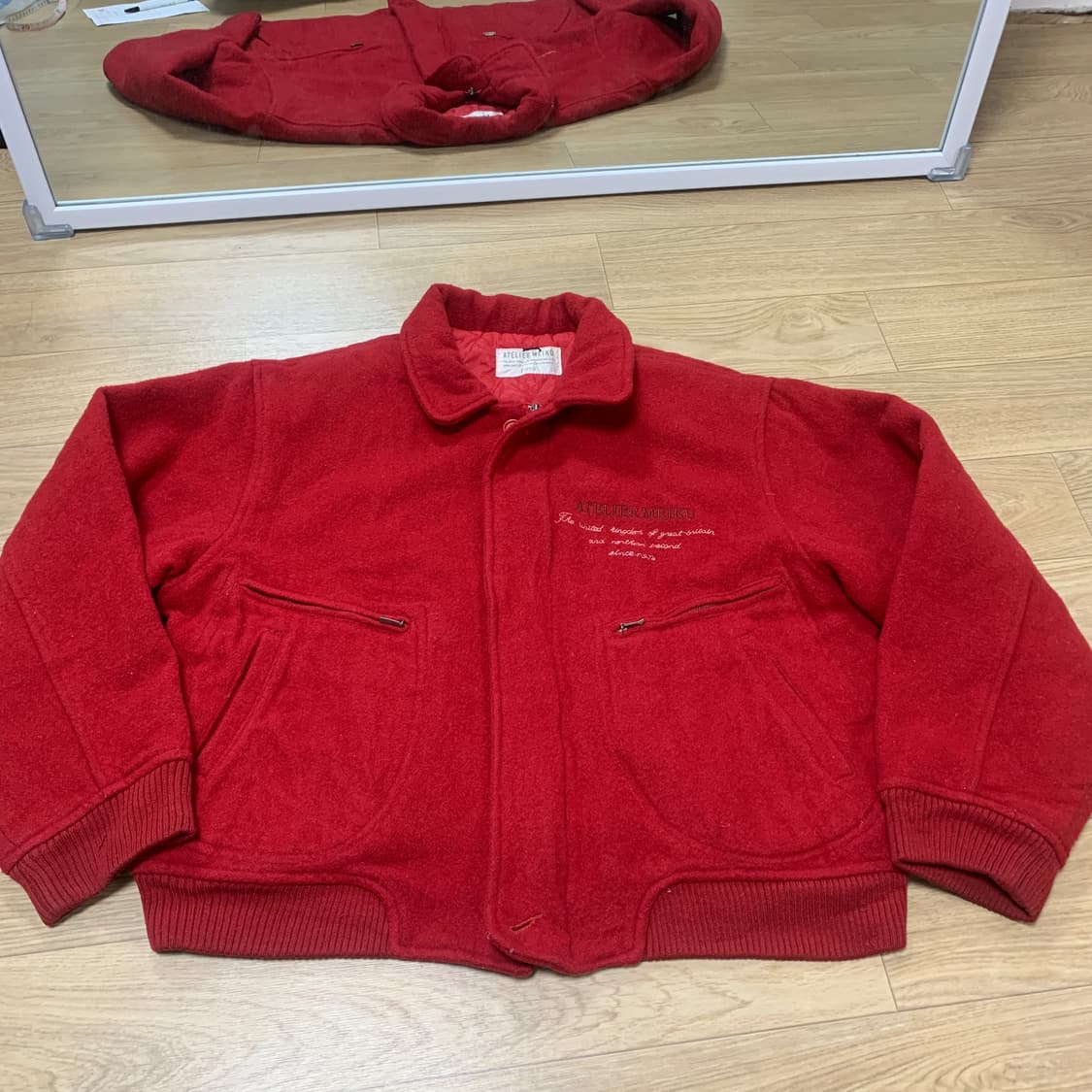 90-95) 아뜰리에 메이쿠 울 크롭 바시티자켓 상품이미지1