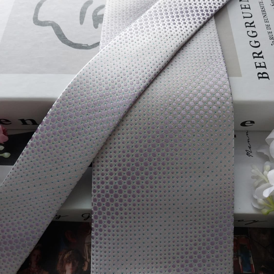 아쿠아스큐텀 실크 도트 텍스처 넥타이 9.2cm A+등급 K2030
 상품이미지5