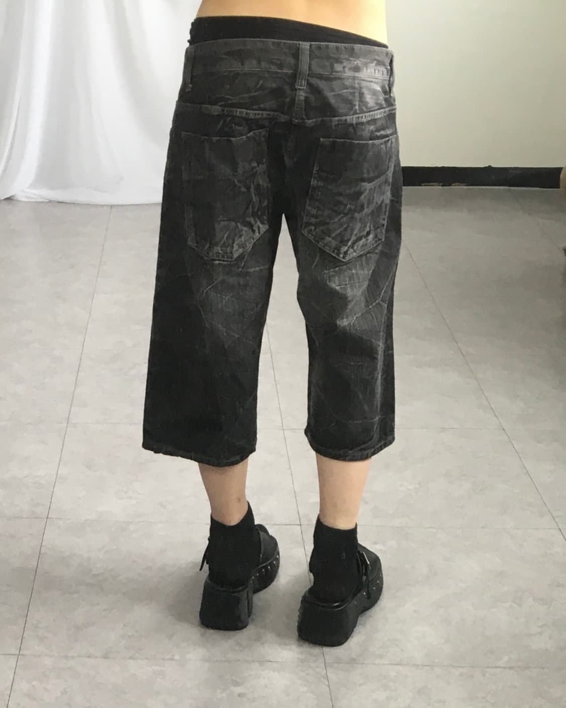Printing washing denim half pants 상품이미지6