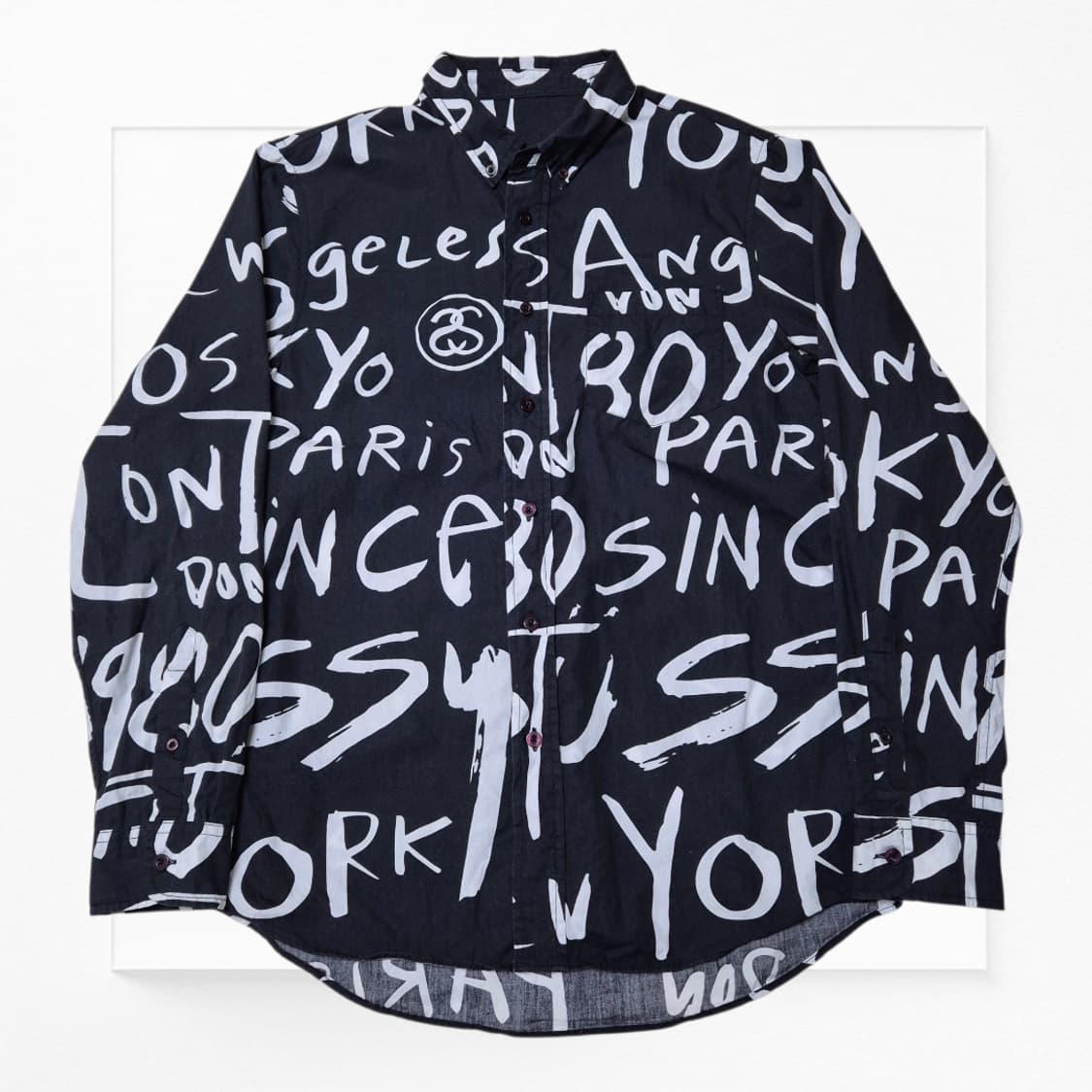 [희귀템🔥]14fw 스투시 월드투어 레터링 블랙 셔츠 상품이미지1