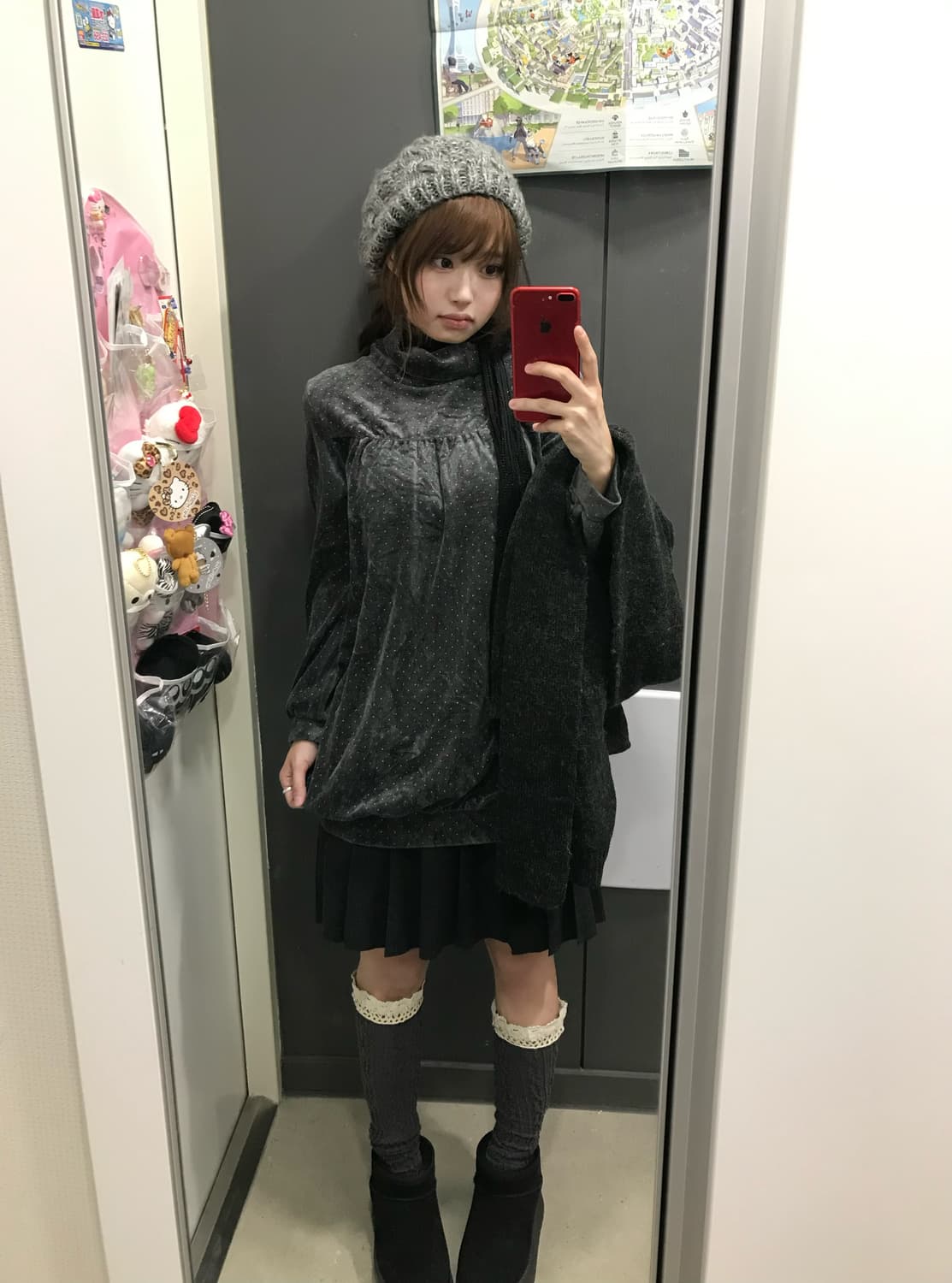 무채색 데일리 니혼진 도트 코트 코디세트 상품이미지4