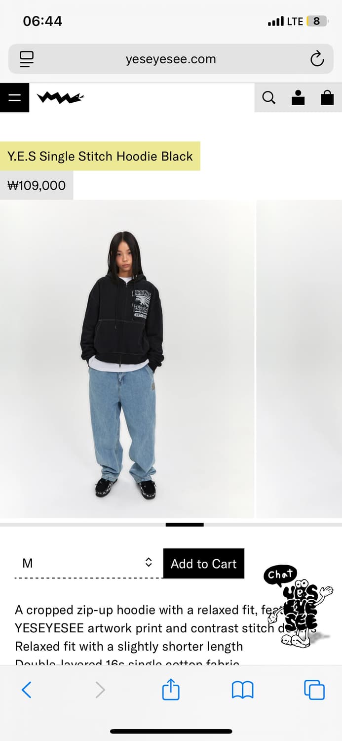 Yeseyesee 예스아이씨 Single Stitch Hoodie 블랙  상품이미지1