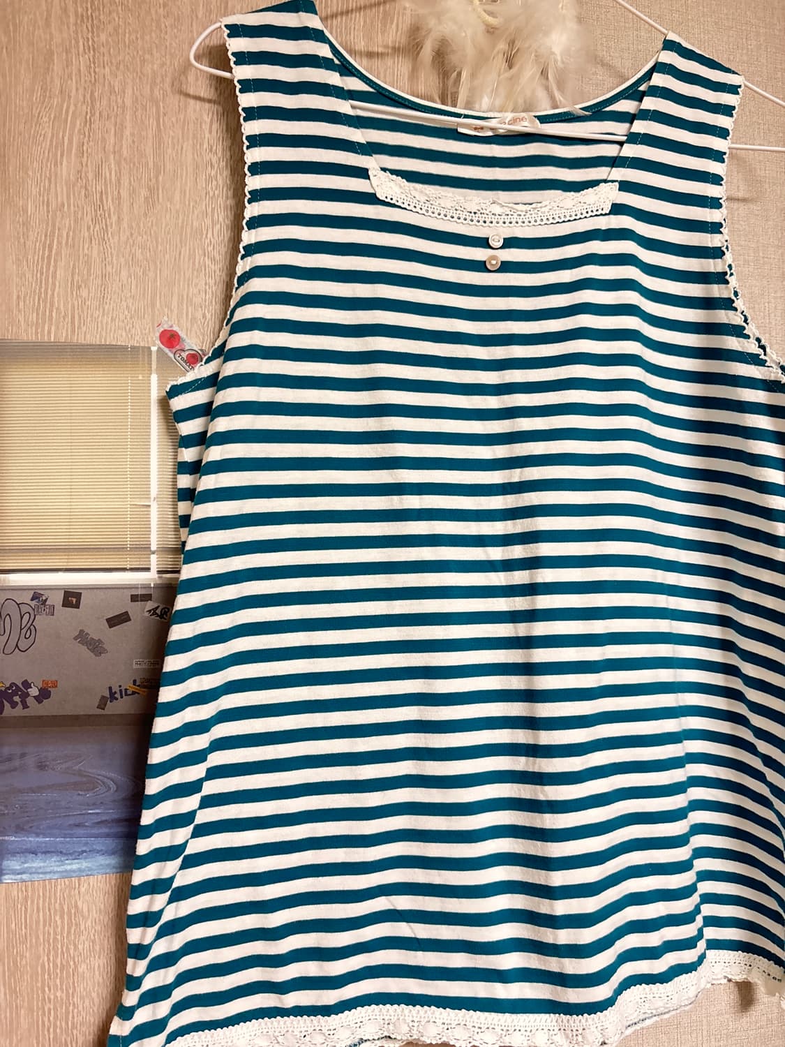 카메 빈티지 청록 모리 슬리브리스 나시 상품이미지2