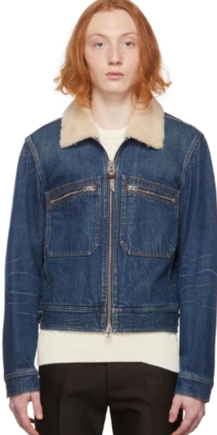(A+/50) / 톰포드 데님 시어링 블루 데님 블루종 봄버 청자켓 상품이미지8
