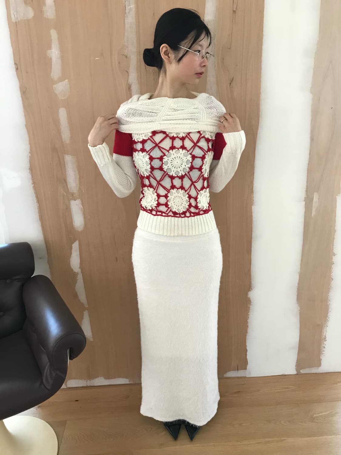 vintage ivory knit long skirt 상품이미지3