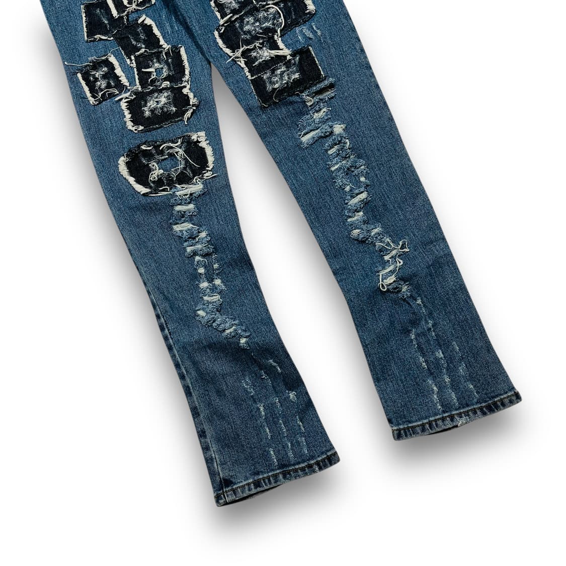 칩 먼데이 다중 패치 크랙 슬림 펑크 데님 팬츠 상품이미지7