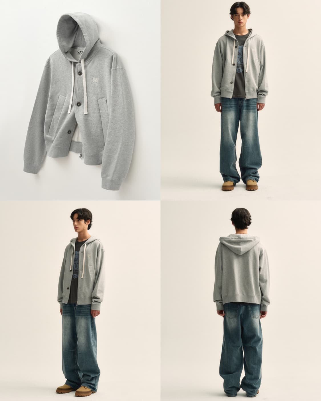 세터 테오 코튼 올 데이 후드 집업 자켓 멜란지 그레이 XL 상품이미지4