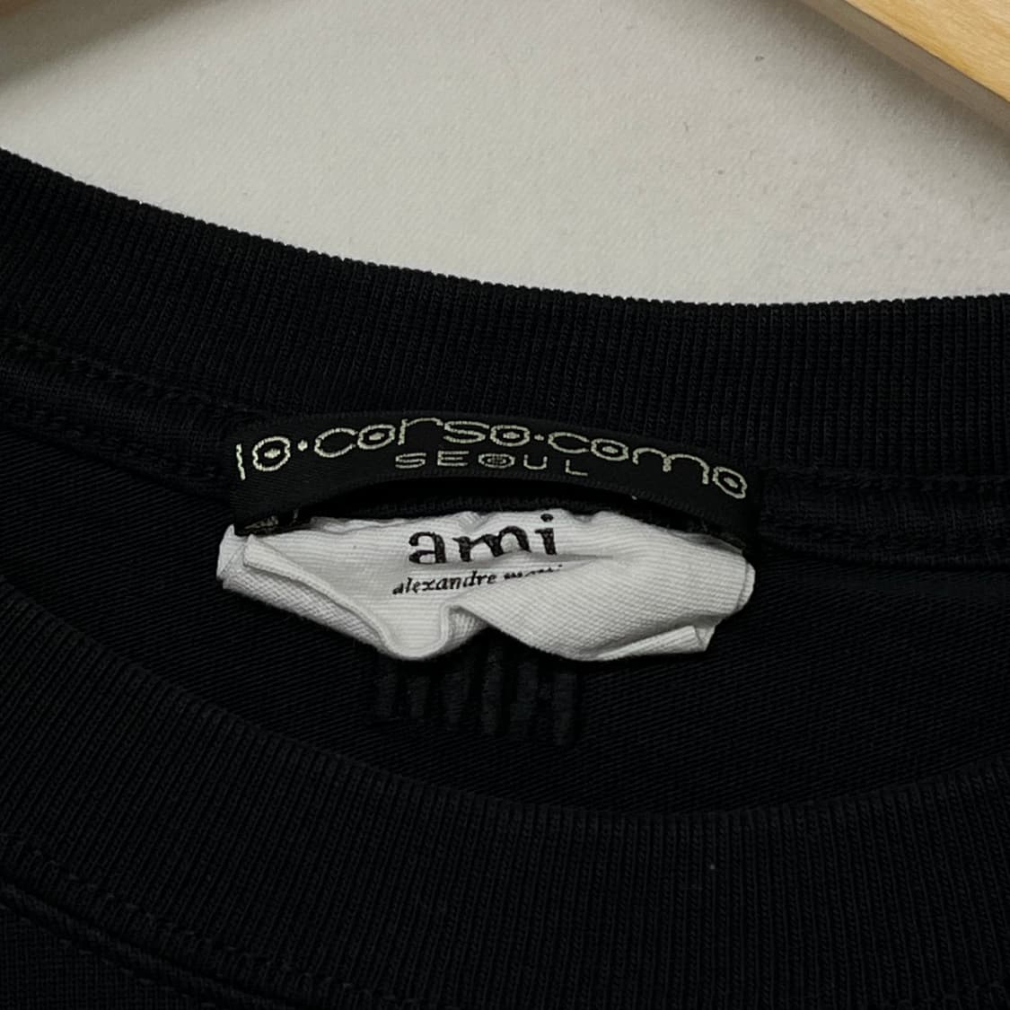 아미 Ami 빅 하트 패치 반팔 티셔츠 블랙 상품이미지4