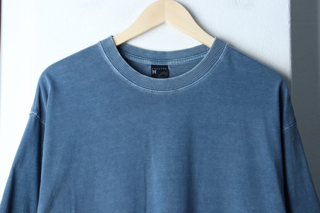 (M-XL) 퍼스텝 반팔 티셔츠 피그먼트 무지 블루-H32937 상품이미지3
