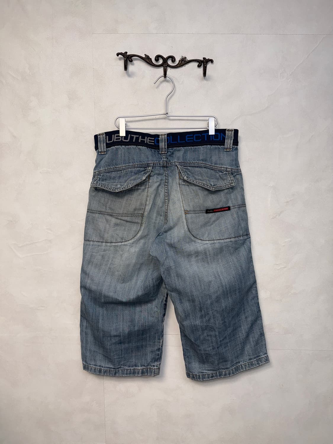 FUBU denim logo lettering patch bermuda  상품이미지3