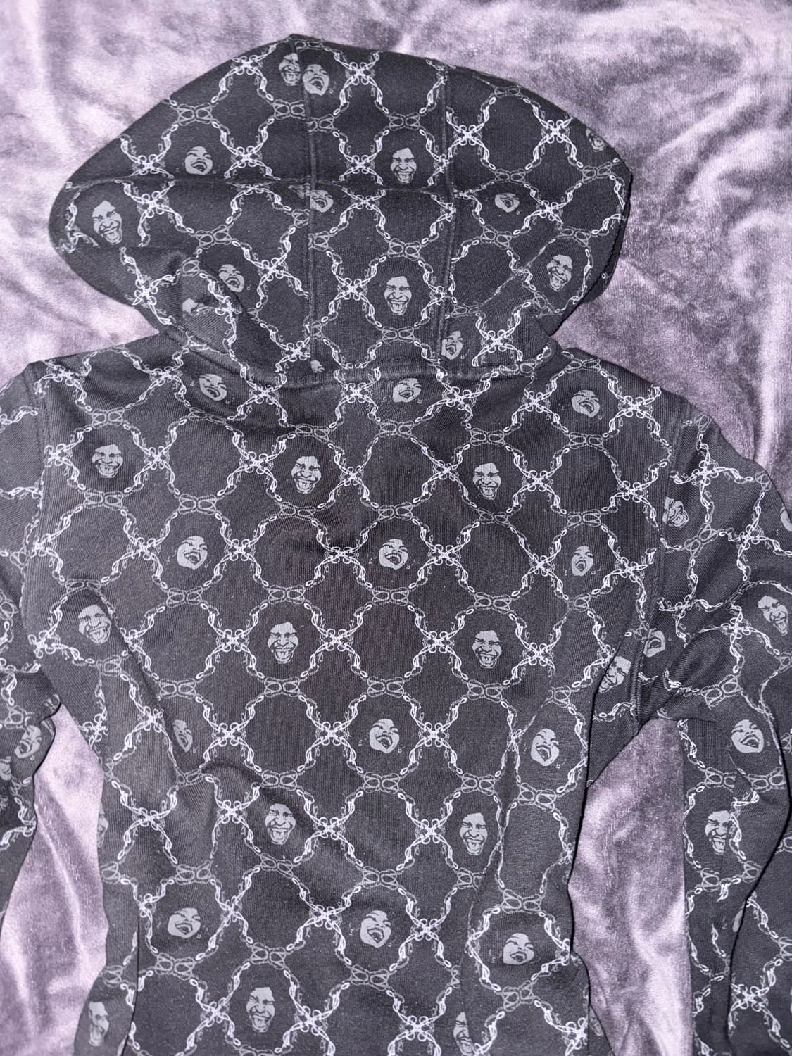 FUBU y2k깔 골져스 고급 골드 블랙 고딕 패턴 후드집업 져지 상품이미지9