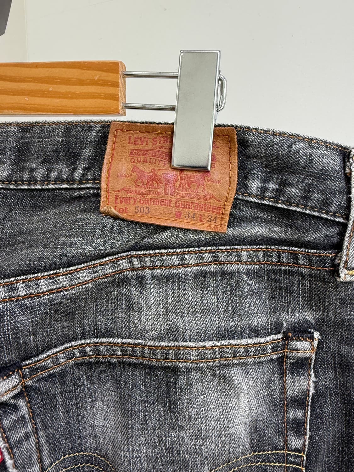 LEVIS 503 (Made in Japan) 흑청 데님 팬츠  상품이미지5