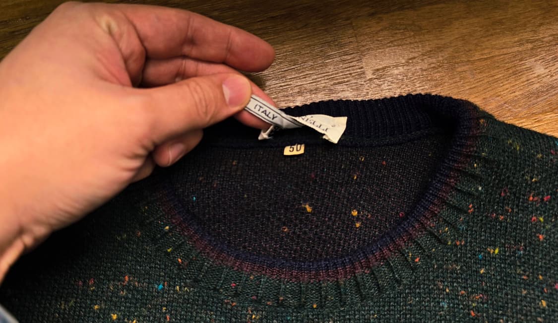 빈티지 퓨어울 자수 니트 L , Made In Italy 이태리 상품이미지5