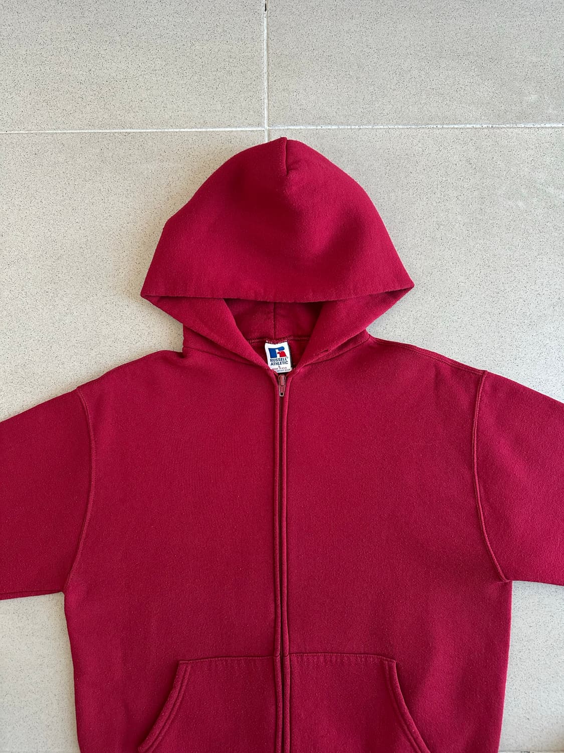 90s 빈티지 러셀 후드집업 레드 L USA 상품이미지4