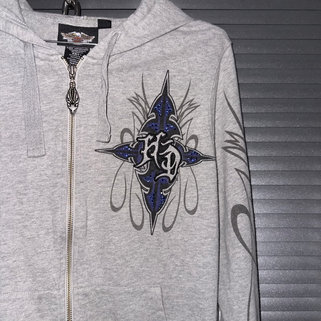 2009 할리데이비슨 블루 블링 & 플레임 후드 집업 상품이미지3