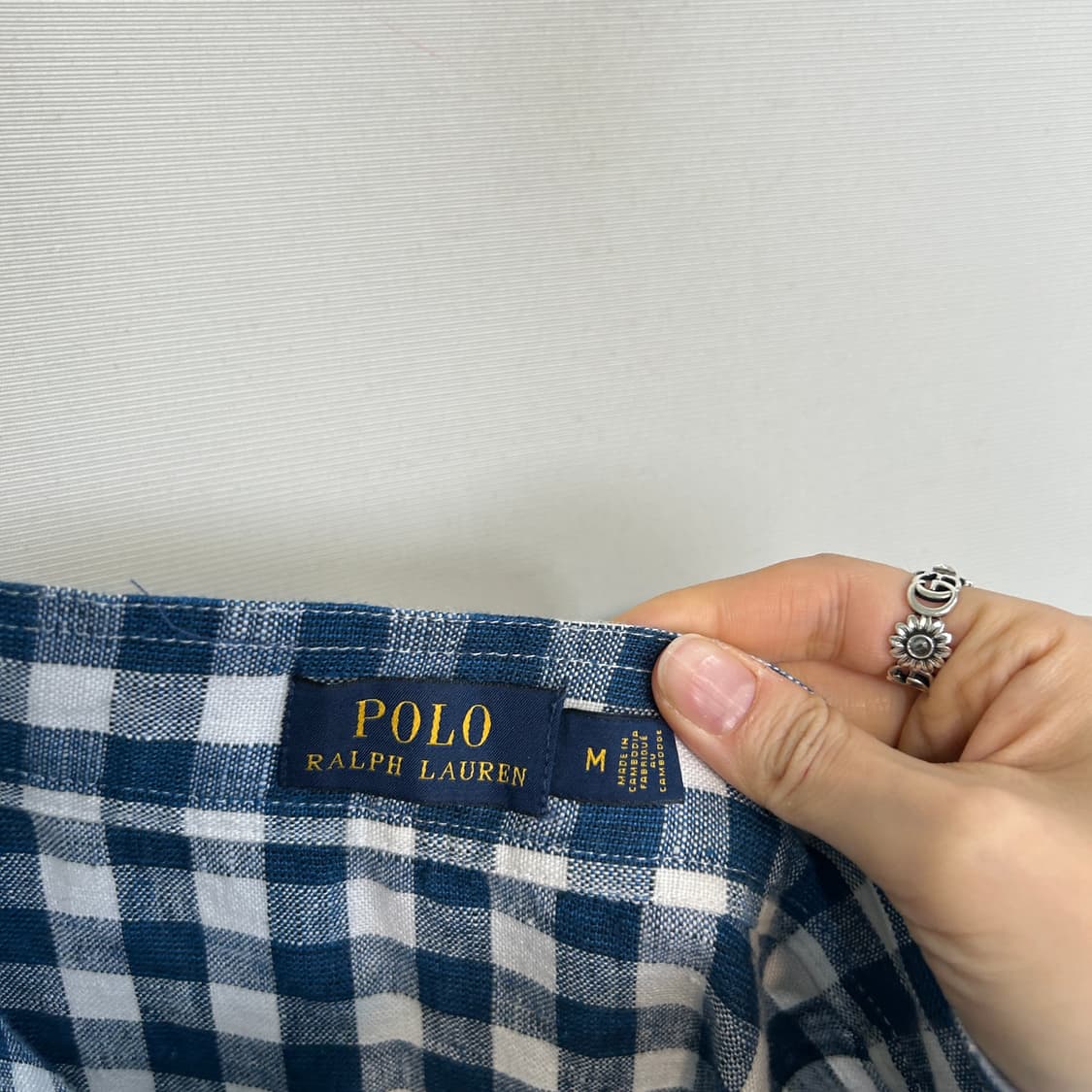 폴로 랄프로렌 폴로 깅엄 린넨 랩 스커트 블루 M  상품이미지3