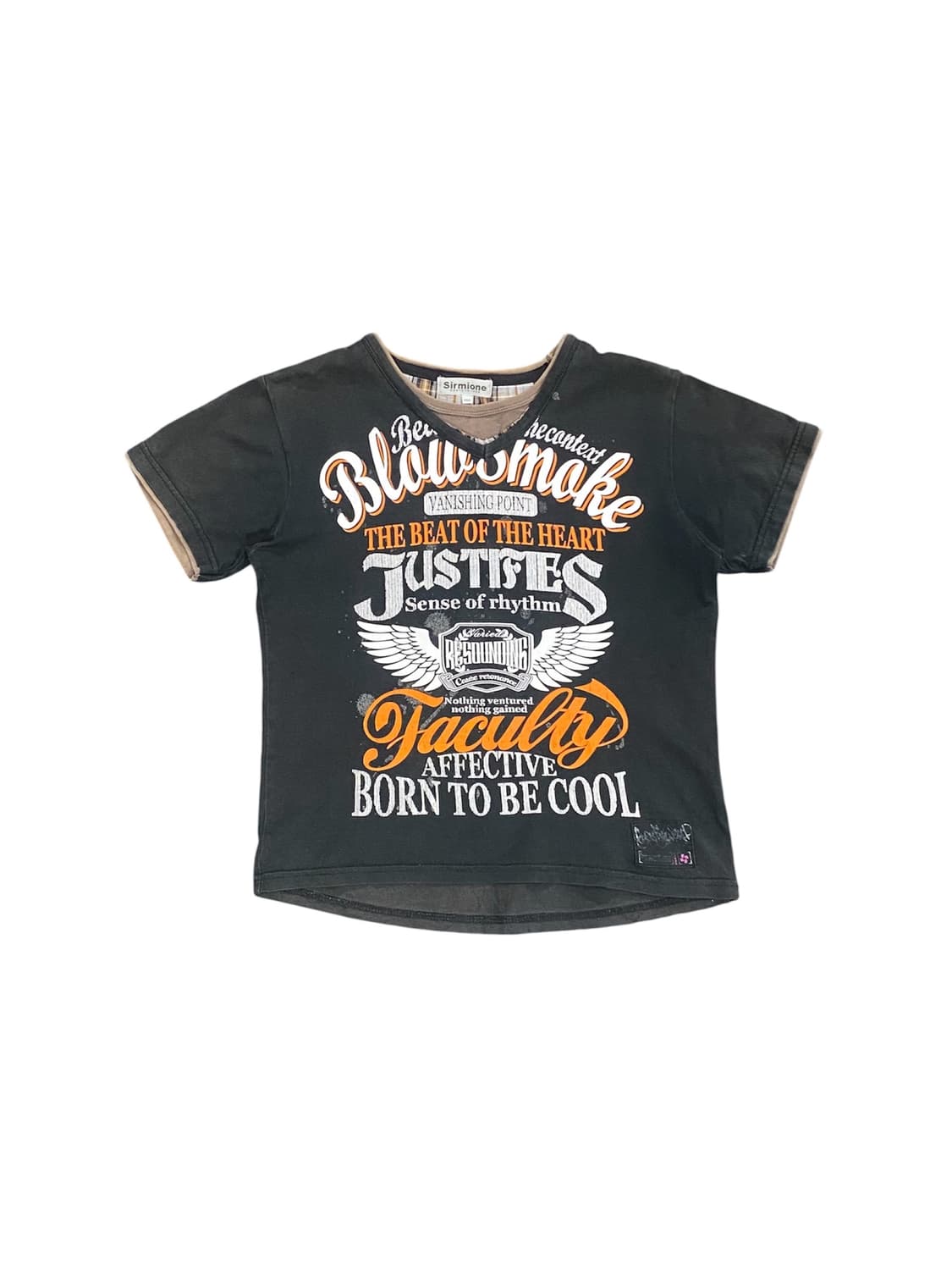 Sirmione 빈티지 레터링 디테일 레이어드 반팔 티셔츠 상품이미지1