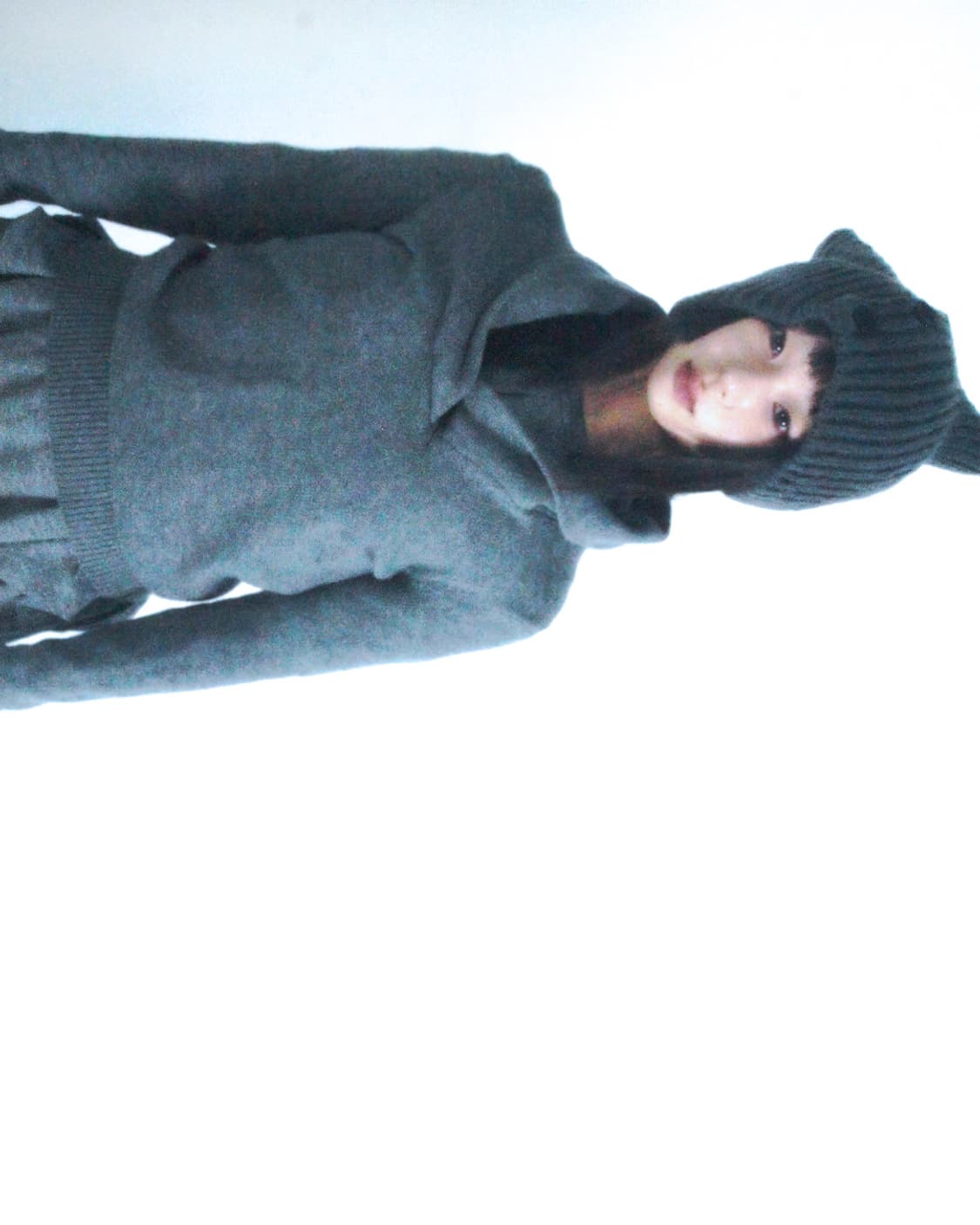 Custom🐾)Devil Cat-Ear grey knit binnie 상품이미지4