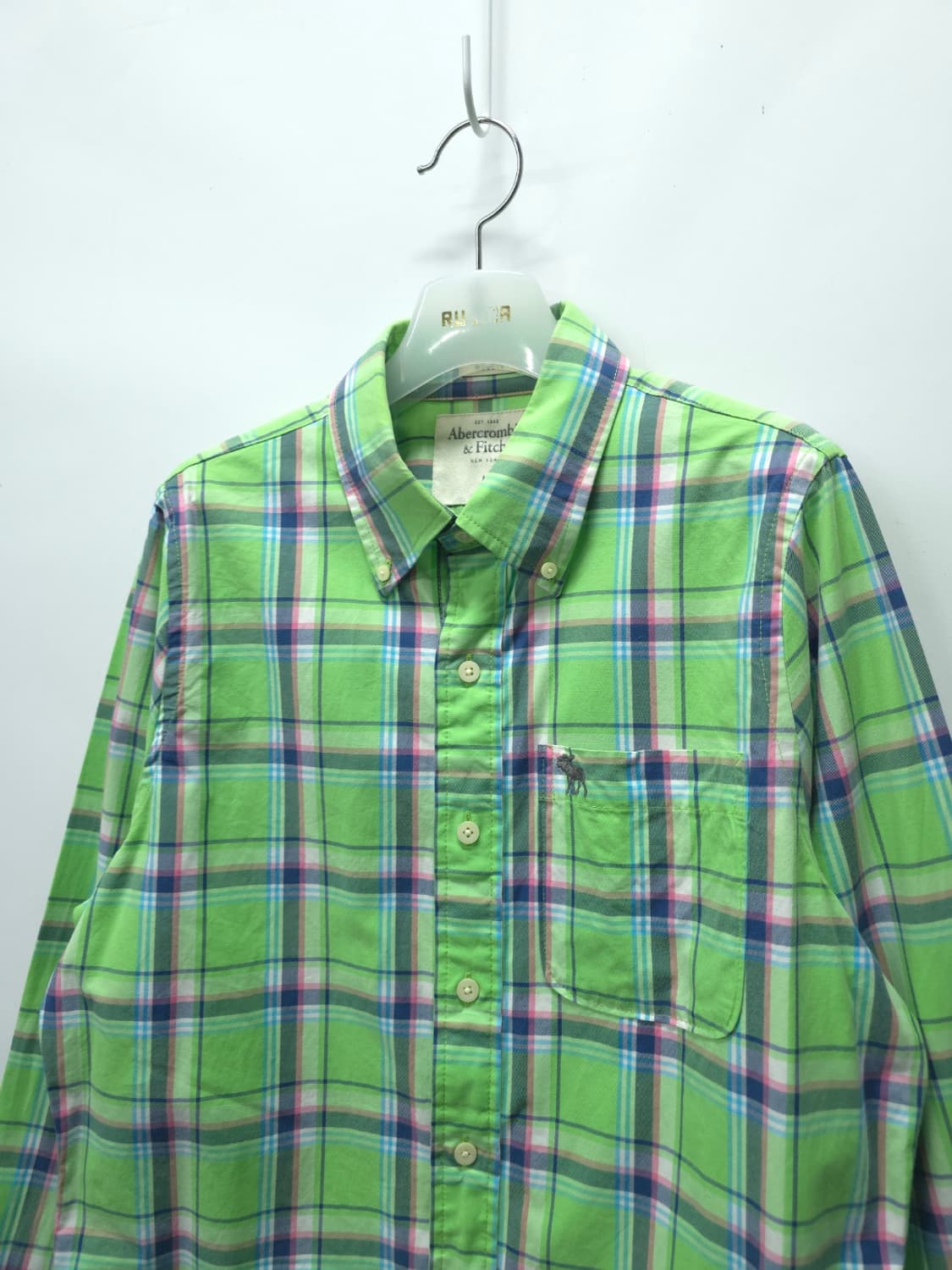 아베크롬비 네온 그린체크 셔츠 ( 95~100 ) 상품이미지2