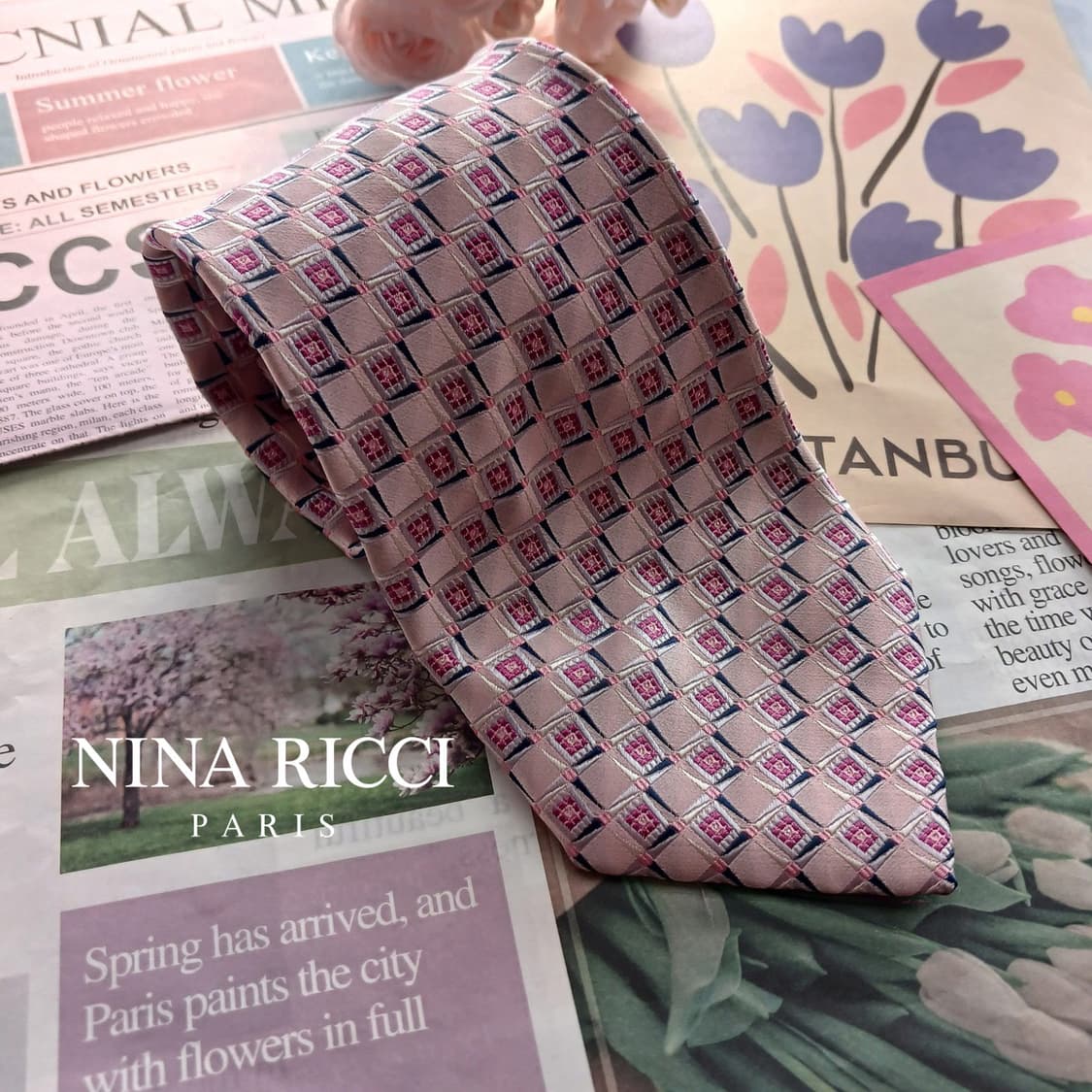 니나리치 실크 지오메트릭 넥타이 9.8cm A+등급 A18592
 상품이미지1