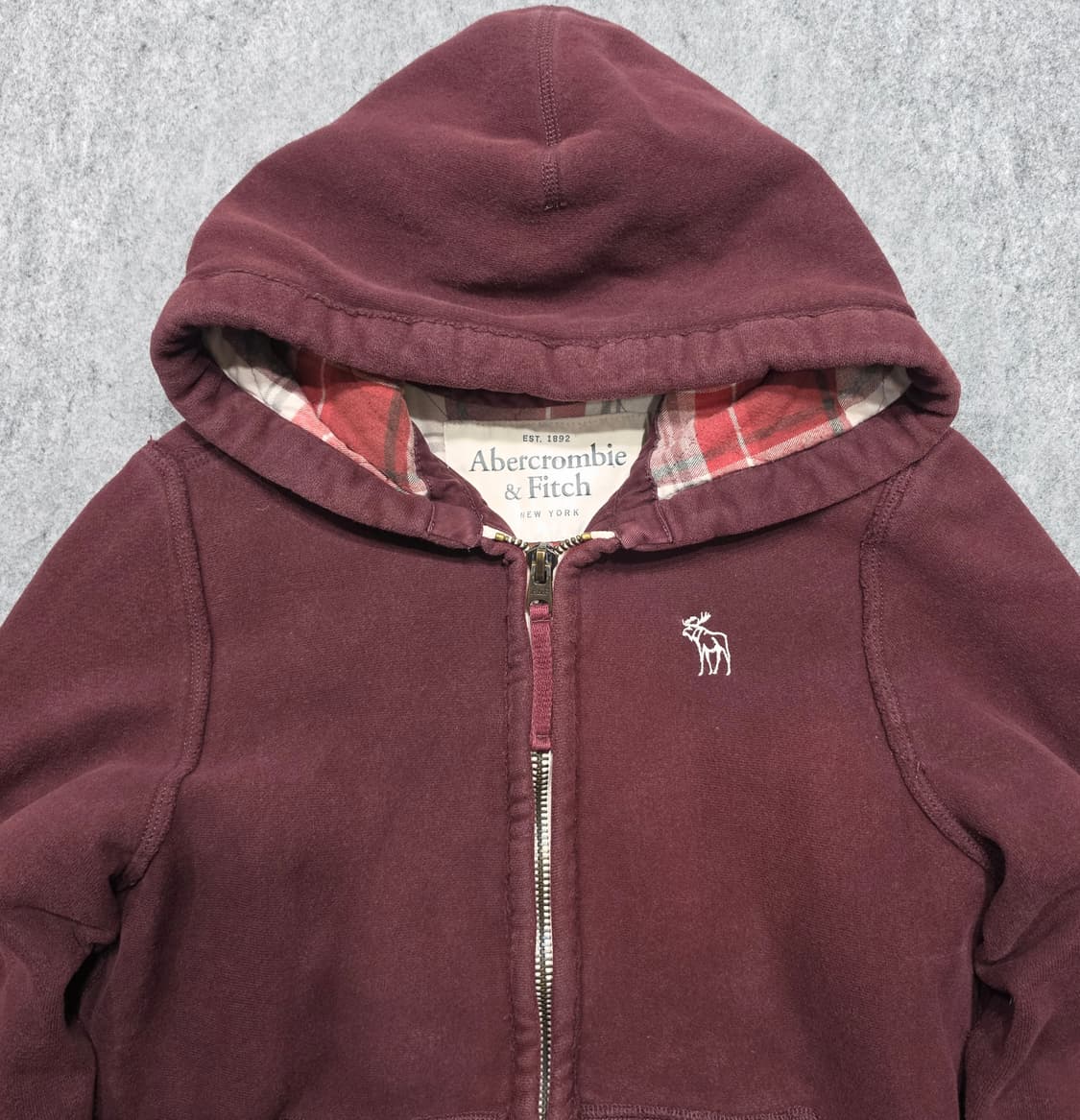 아베크롬비 앤 피치 헤비웨이트 체크안감 빈티지 후드집업 S 상품이미지4