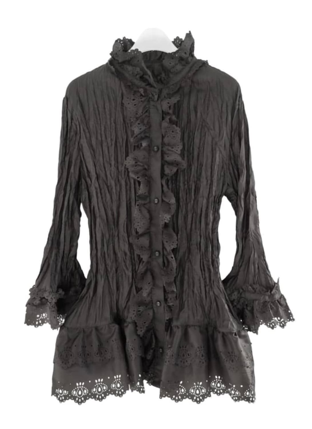 애옹쓰 펀칭 블라우스 차콜 상품이미지1