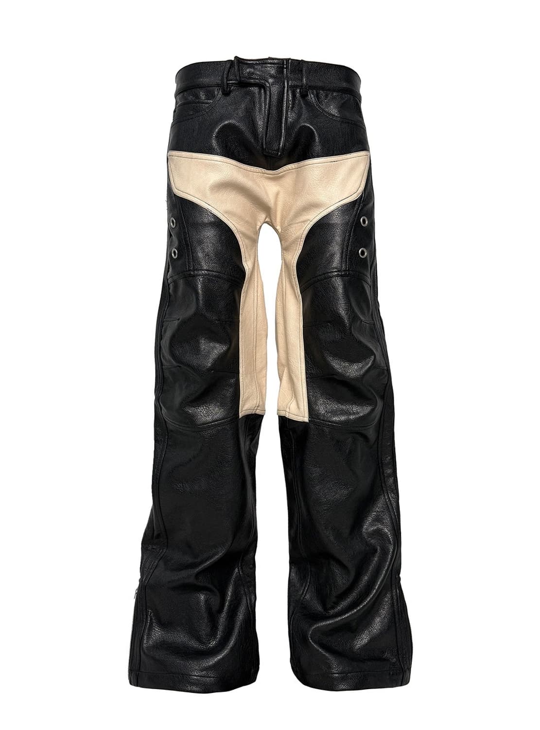 Cut-out Contrast Leather Pants  상품이미지1