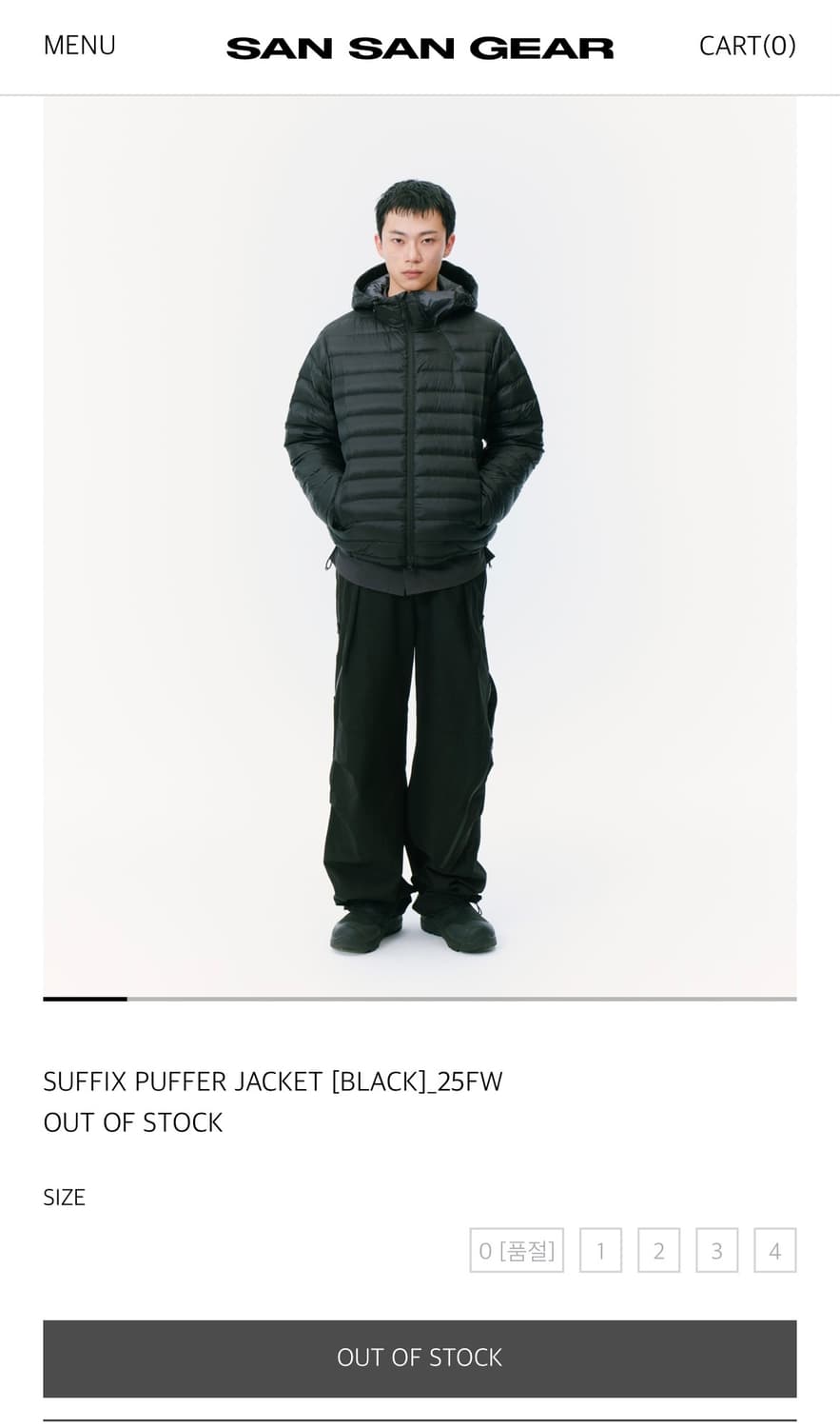 산산기어 패딩 25fw 블랙 상품이미지1